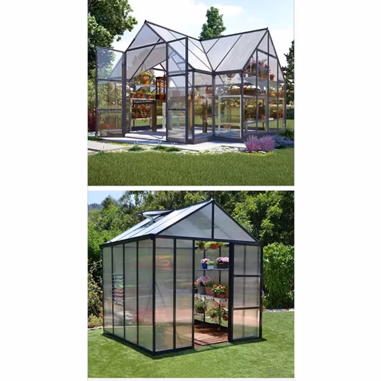Mini serra da giardino in vetro commerciale vittoriano con struttura in alluminio per esterni, serra da cortile, serra, usata per la vendita